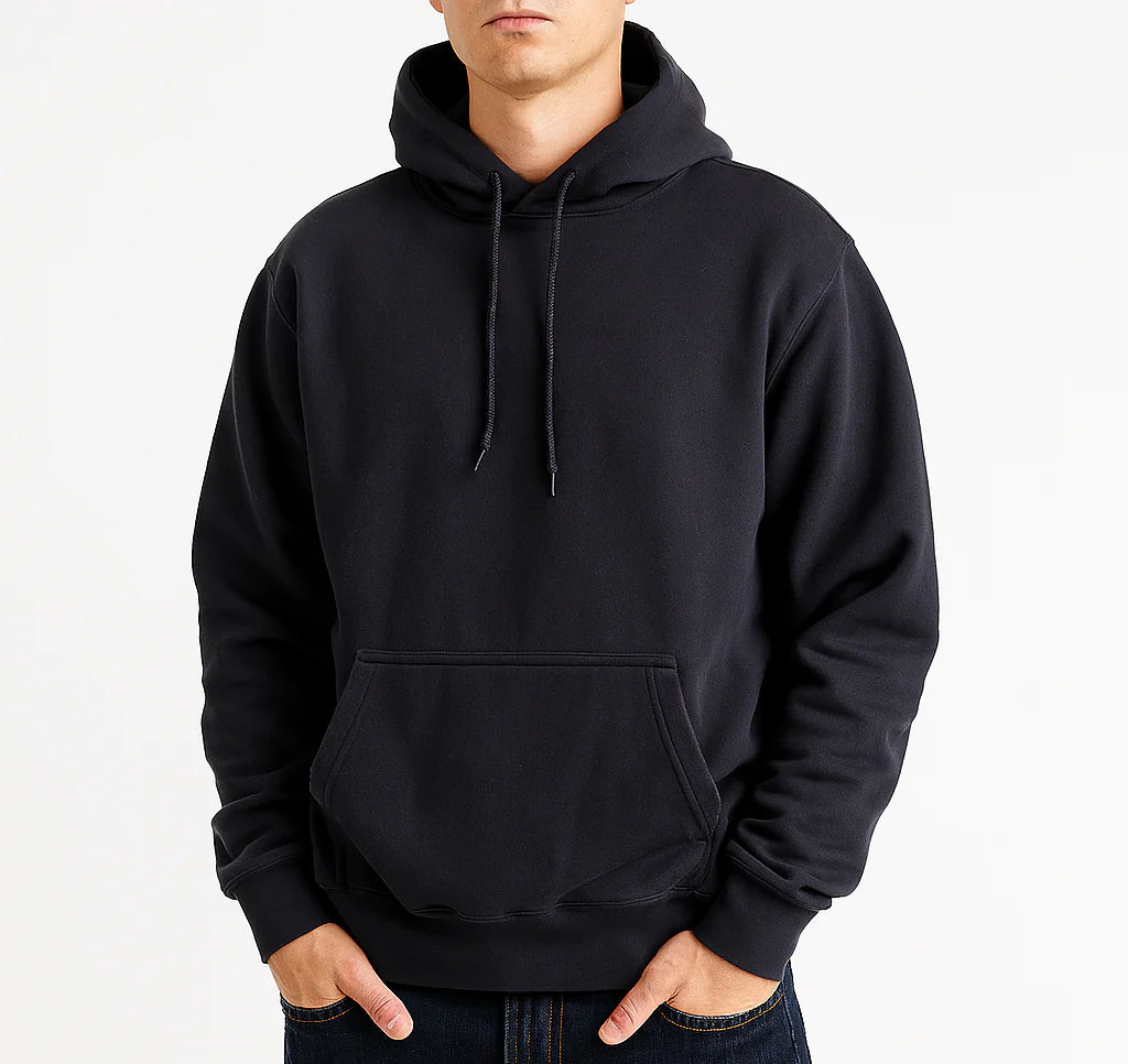 EDDY DROPS #5557 Cotton Blend Men Black Hoodie